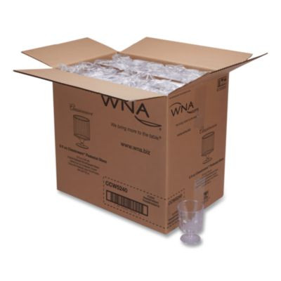 Classic Crystal Plastic Wine Glasses On Pedestals, 5 Oz, Clear, 10/Pack, 24 Packs/Carton