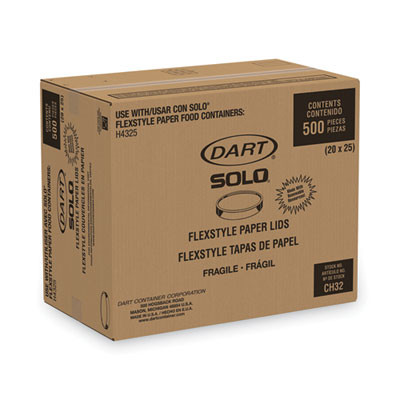 Paper Lids For Food Containers, For 32 Oz Containers, Vented, 4.6" Diameter x 0.7" h, White, 25/Bag, 20 Bags/Carton