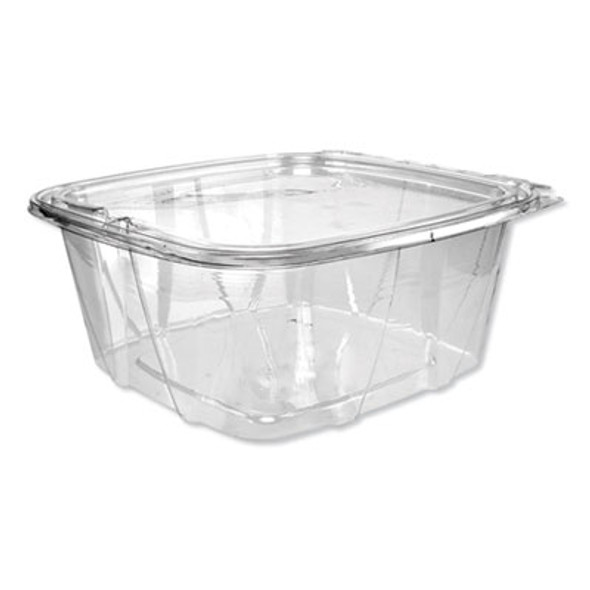 Clearpac Safeseal Tamper-Resistant/Evident Containers, Flat Lid, 64 Oz, Clear, Plastic, 100/Bag, 2 Bags/Carton