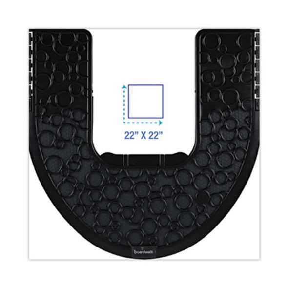 Commode Mat 2.0 Disposable Toilet Floor Mat, U-Shaped, Black/Gray Non-Slip Surface, 22" x 22", 6/Carton