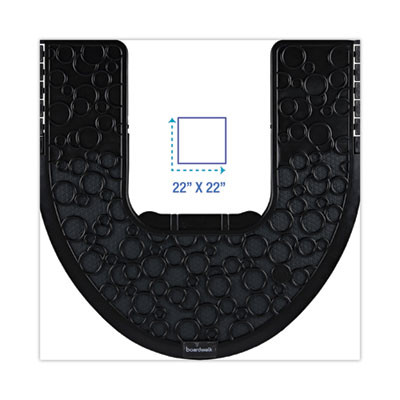 Commode Mat 2.0 Disposable Toilet Floor Mat, U-Shaped, Black/Gray Non-Slip Surface, 22" x 22", 6/Carton
