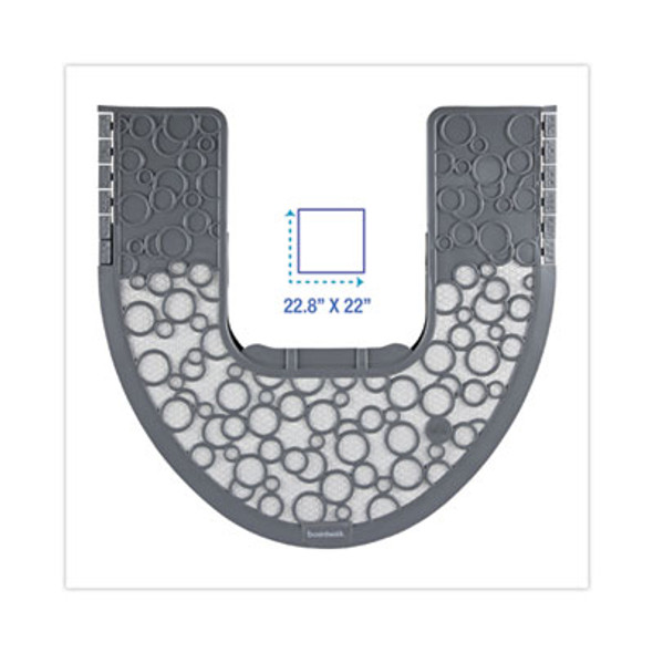 Commode Mat 2.0 Disposable Toilet Floor Mat, U-Shaped, Gray/White Non-Slip Surface, 22" x 22", 6/Carton