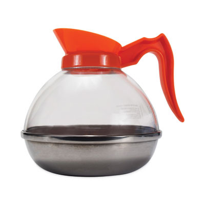 Unbreakable Decaffeinated Coffee Decanter, 60 Oz, Orange Handle