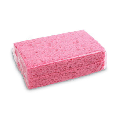 Small Cellulose Sponge, 3.6 X 6.5, 0.9" Thick, Pink, 2/Pack, 24 Packs/Carton