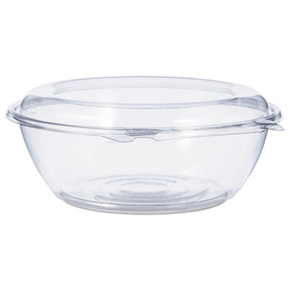 Tamper-Resistant, Tamper-Evident Bowls With Dome Lid, 48 Oz, 8.9" Diameter x 3.4" h, Clear, Plastic, 100/Carton