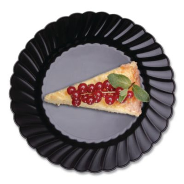 Classicware Plastic Plates, 6" Dia, Black, 10/Pack, 18 Packs/Carton