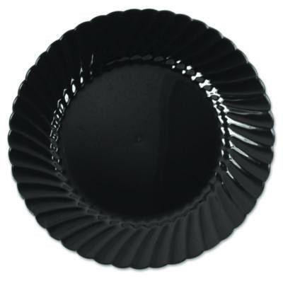 Classicware Plastic Plates, 6" Dia, Black, 10/Pack, 18 Packs/Carton