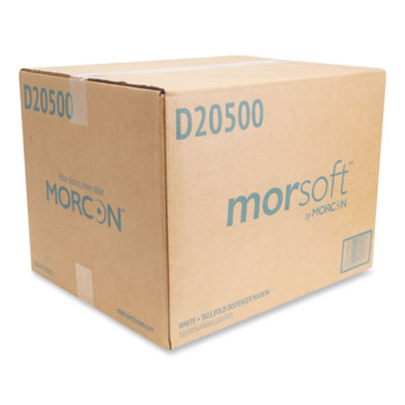 Morsoft Dispenser Napkins, 1-Ply, 6 x 13, White, 500/Pack, 20 Packs/Carton
