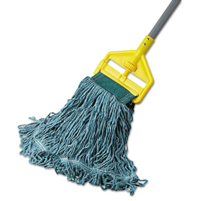 Super Stitch Blend Mop Head, Cotton/Synthetic, Medium,  Green, 6/Carton