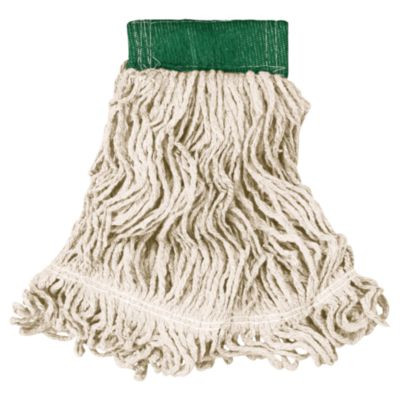 Super Stitch Looped-End Wet Mop Head, Cotton/Synthetic, Medium, Green/White