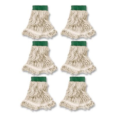 Super Stitch Looped-End Wet Mop Head, Cotton/Synthetic, Medium, Green/White