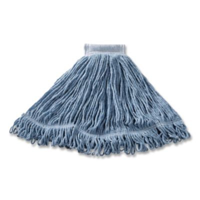 Super Stitch Blend Mop Head, Cotton/Synthetic, Large, Blue, 6/Carton