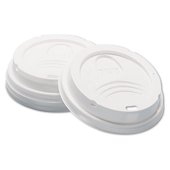 Dome Hot Drink Lids, Fits 8 Oz Hot Cups, Plastic, White, 100/Sleeve, 10 Sleeves/Carton