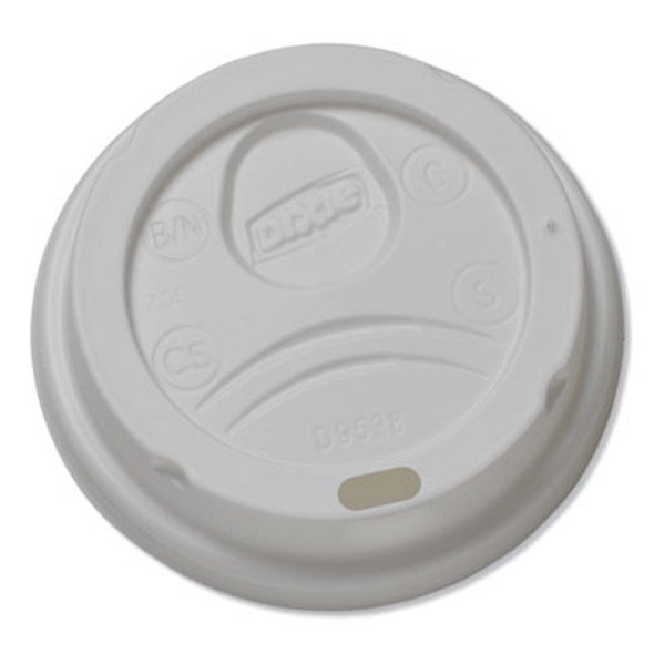 Dome Hot Drink Lids, Fits 8 Oz Hot Cups, Plastic, White, 100/Sleeve, 10 Sleeves/Carton