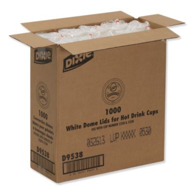 Dome Hot Drink Lids, Wisesize, Fits 8 Oz Hot Cups, Plastic, White, 100/Sleeve, 10 Sleeves/Carton
