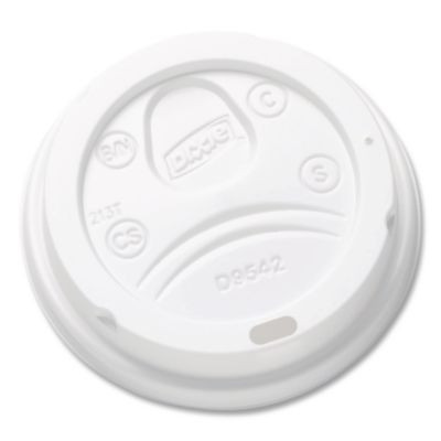 Dome Drink-Thru Lids, Fits 10 Oz To 16 Oz Hot Cups, Plastic, White, 1,000/Carton