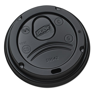 Drink-Thru Lids, Fits 10 Oz To 20 Oz Hot Cups, Plastic, Black, 1,000/Carton