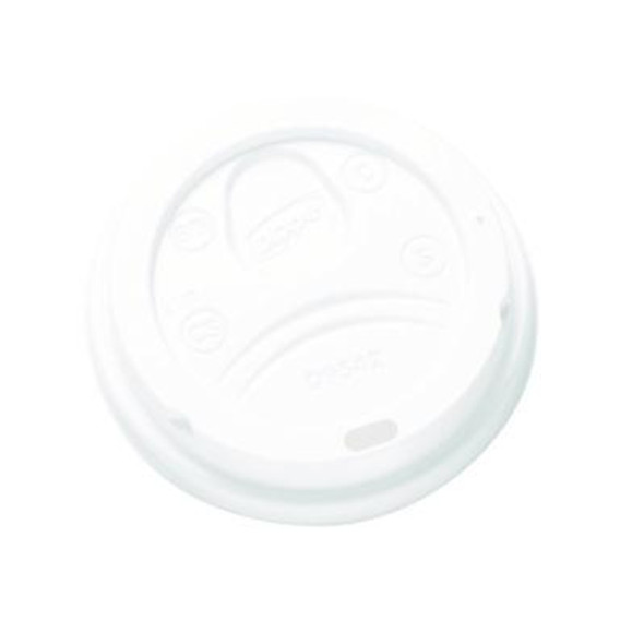 Dome Drink-Thru Lids, Fits 10 Oz To 20 Oz Dixie Hot Cups, Plastic, White, 100/Pack