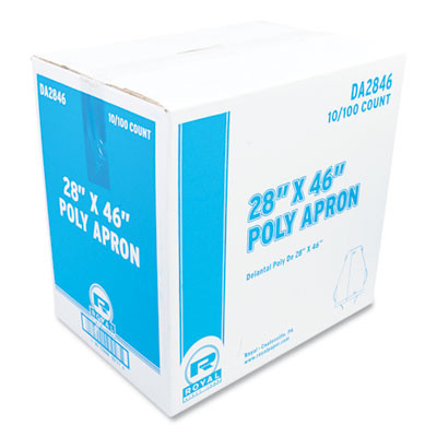 Poly Apron, 28 x 46, One Size Fits Most, White, 100/Pack, 10 Packs/Carton