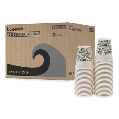 Deerfield Printed Paper Cold Cups, 12 Oz, 50/Sleeve, 20 Sleeves/Carton