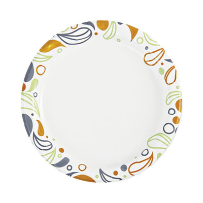 Deerfield Printed Paper Plates, 6" Dia, Coated/Soak Proof, White/Yellow/Green/Purple, 250/Pack, 4 Packs/Carton