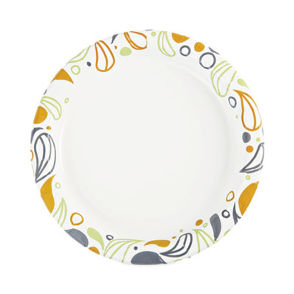 Deerfield Printed Paper Plates, 9" Dia, Coated/Soak Proof, White/Yellow/Green/Purple, 125/Pack, 8 Packs/Carton