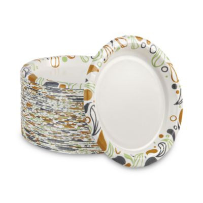 Deerfield Printed Paper Plates, 9" Dia, Coated/Soak Proof, White/Yellow/Green/Purple, 125/Pack, 8 Packs/Carton