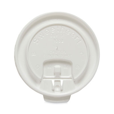 Lift Back And Lock Tab Cup Lids For Foam Cups, Fits 10 Oz Solo Trophy Hot/Cold Drink Cups, Plastic, White, 2,000/Carton