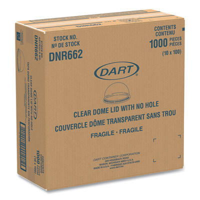 Plastic Dome Lid, No-Hole, Fits 9 Oz To 22 Oz Hot Cups, Clear, 100/Sleeve, 10 Sleeves/Carton