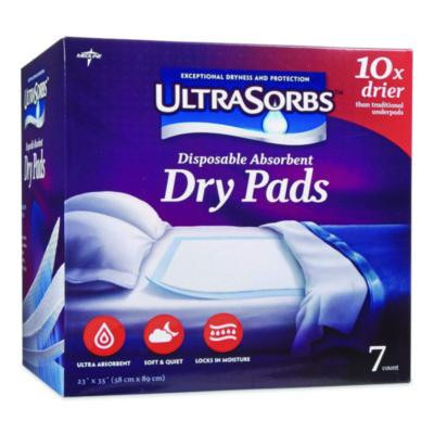 Ultrasorbs Disposable Dry Pads, 23 x 35, Blue, 7/Box, 6/Carton