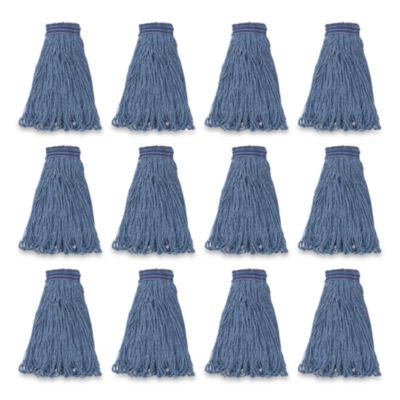 Universal Headband Mop Head, Cotton/Synthetic, 24 Oz, Blue, 12/Carton