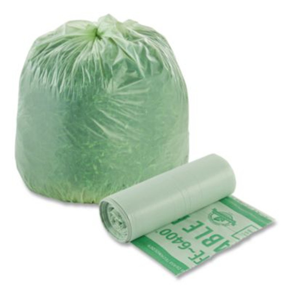 Ecosafe-6400 Bags, 13 Gal, 0.85 Mil, 24" X 30", Green, 45/Box