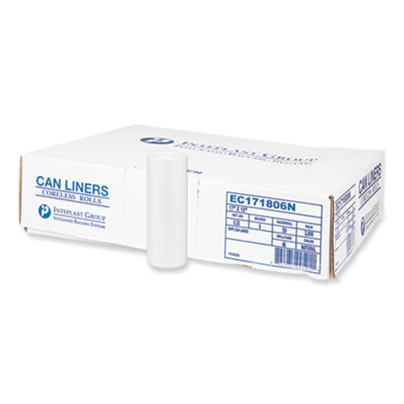 High-Density Commercial Can Liners, 4 Gal, 6 Mic, 17" x 18", Clear, Perforated Roll, 50 Bags/Roll, 40 Rolls/Carton