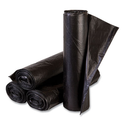 High-Density Commercial Can Liners, 16 Gal, 6 Mic, 24" x 33", Black, Perforated Roll, 50 Bags/Roll, 20 Rolls/Carton