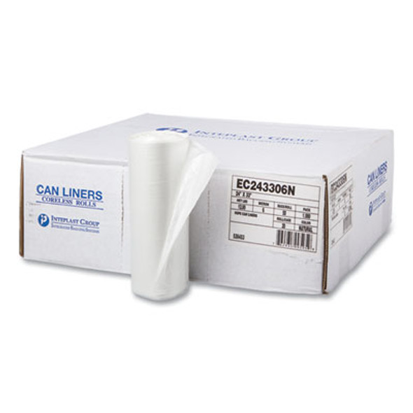 High-Density Commercial Can Liners, 16 Gal, 6 Mic, 24" x 33", Natural, Perforated Roll, 50 Bags/Roll, 20 Rolls/Carton