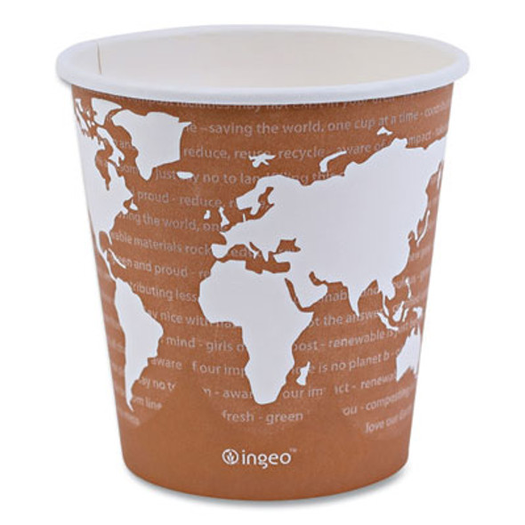 World Art Renewable And Compostable Hot Cups, 10 Oz, Paper, Gray, 50/Pack, 20 Packs/Carton