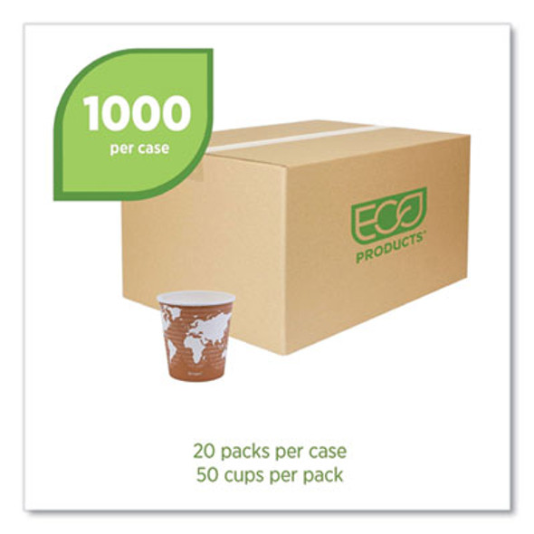 World Art Renewable And Compostable Hot Cups, 10 Oz, Paper, Gray, 50/Pack, 20 Packs/Carton