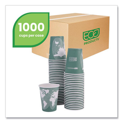 World Art Renewable And Compostable Hot Cups, 12 Oz, Paper, Sage, 50/Pack, 20 Packs/Carton