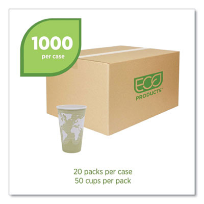 World Art Renewable And Compostable Hot Cups, 16 Oz, Paper, Tan, 50/Pack, 20 Packs/Carton