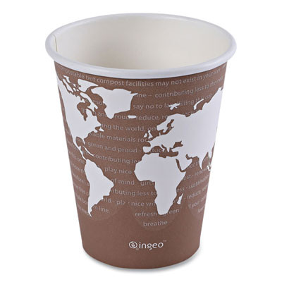 World Art Renewable And Compostable Hot Cups, 8 Oz, Paper, Plum, 50/Pack, 20 Packs/Carton