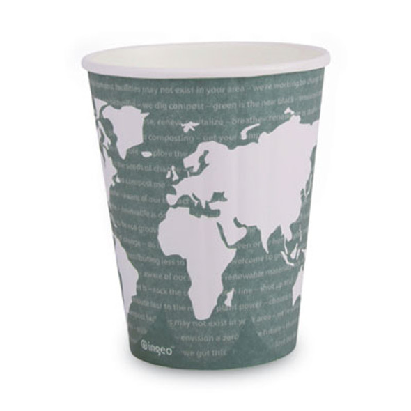 World Art Renewable And Compostable Insulated Hot Cups, 12 Oz, Paper, Brown/White, 40/Pack, 15 Packs/Carton