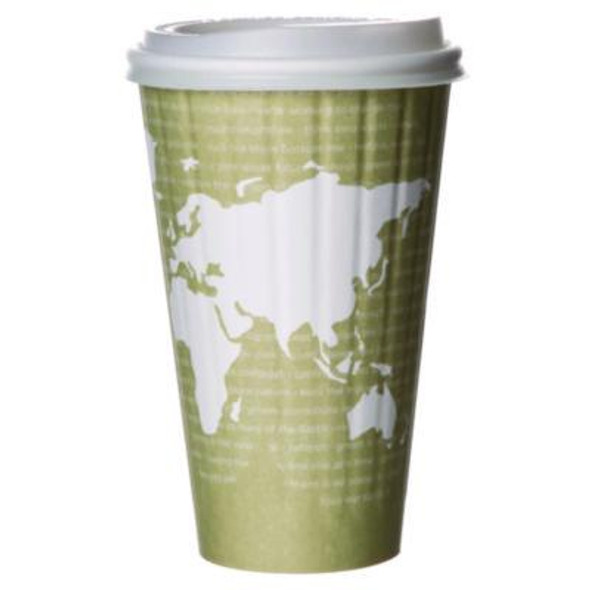 World Art Renewable And Compostable Insulated Hot Cups, 16 Oz, Paper, Brown/White, 40/Pack, 15 Packs/Carton