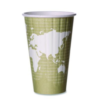 World Art Renewable And Compostable Insulated Hot Cups, 16 Oz, Paper, Brown/White, 40/Pack, 15 Packs/Carton