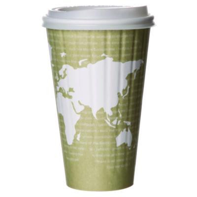 World Art Renewable And Compostable Insulated Hot Cups, 16 Oz, Paper, Brown/White, 40/Pack, 15 Packs/Carton