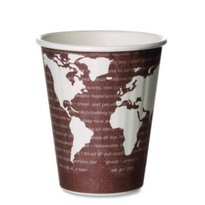 World Art Renewable And Compostable Insulated Hot Cups, 8 Oz, Paper, Brown/White, 40/Pack, 20 Packs/Carton