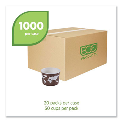 World Art Renewable And Compostable Food Container, 8 Oz, 3.04" Diameter x 2.3" h, Plum, Paper, 50/Pack, 20 Packs/Carton