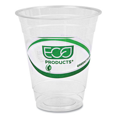 Greenstripe Renewable And Compostable Cold Cups, 12 Oz, Plastic, Clear, 50/Pack, 20 Packs/Carton