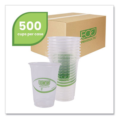 Greenstripe Renewable And Compostable Cold Cups, 16 Oz, Plastic, Clear, 50/Pack, 20 Packs/Carton