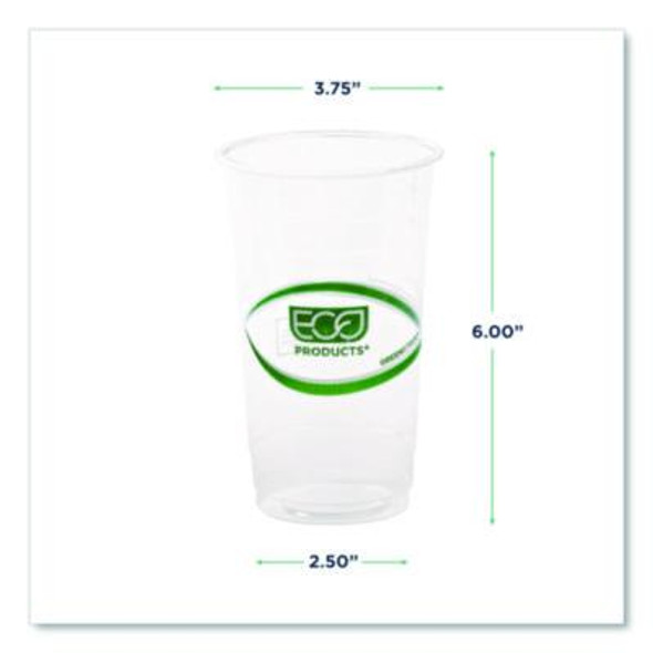 Greenstripe Renewable And Compostable Pla Cold Cups, 24 Oz, Plastic, Clear, 50/Pack, 20 Packs/Carton