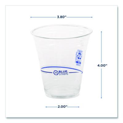 Bluestripe 25% Recycled Content Cold Cups, 12 Oz, Plastic, Clear/Blue, 50/Pack, 20 Packs/Carton